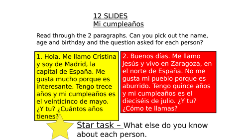 Spanish SLIDES 12 Birthday & Months