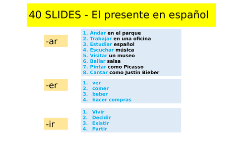 SPANISH 40 SLIDES - El presente en español