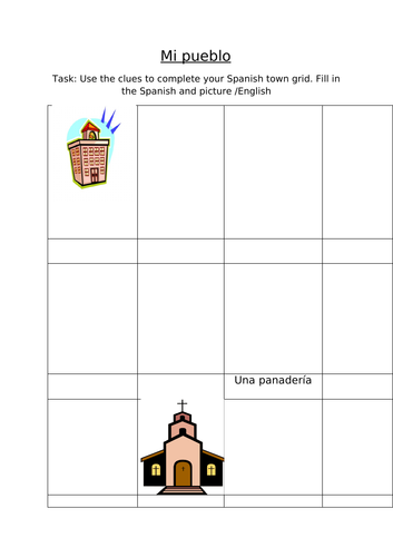 SPANISH TOWN Mi pueblo WORKSHEET.