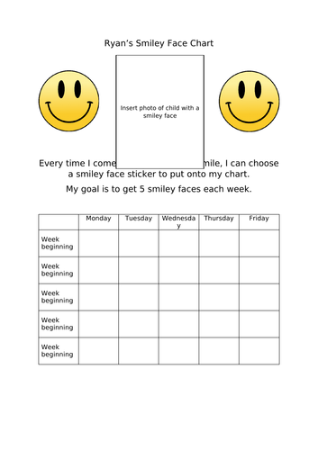 Smiley face chart | Teaching Resources