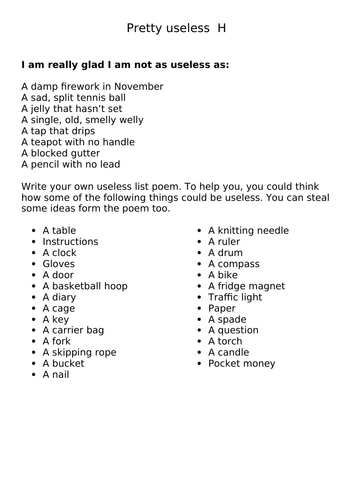 sample of a list poem