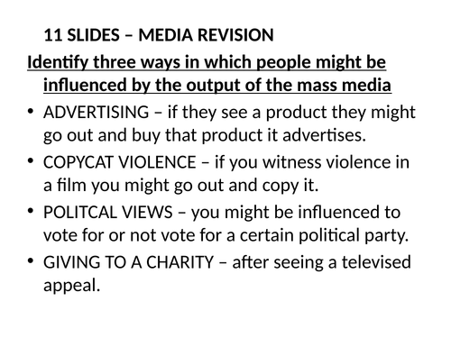 SOCIOLOGY 11 SLIDES - Media Revision