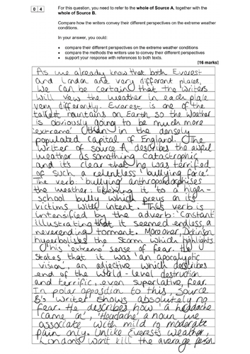 AQA 8700/1 GCSE English Language - Example Written Responses | Teaching ...