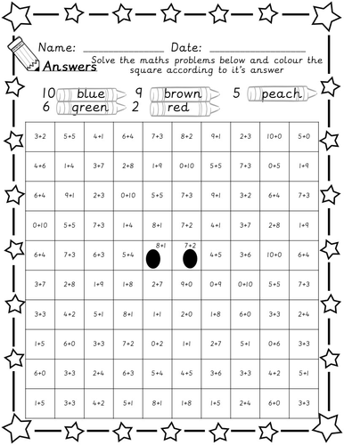 Christmas colour by maths addition to 10 - Reception/Year 1 worksheets ...