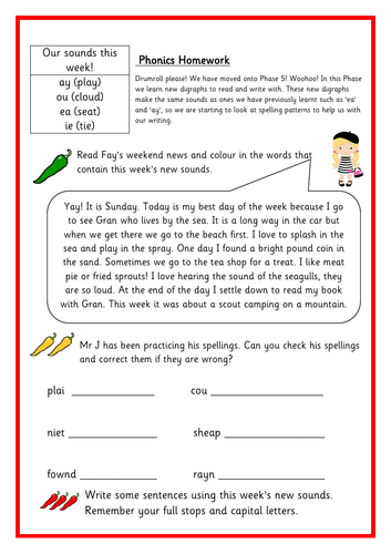 instructions homework year 1