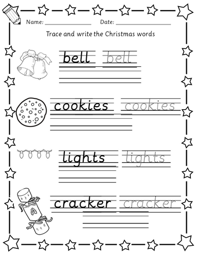 christmas phonics handwriting vocabulary worksheets eyfs year 1