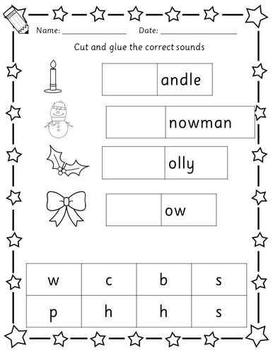 christmas phonics handwriting vocabulary worksheets eyfs year 1