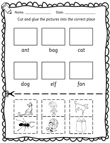 rwi set 1 phonics match the words worksheet year 1