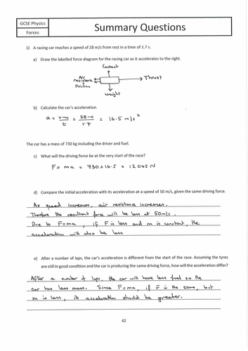 Forces - Summary Questions