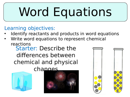 KS3 ~ Year 7 ~ Word Equations