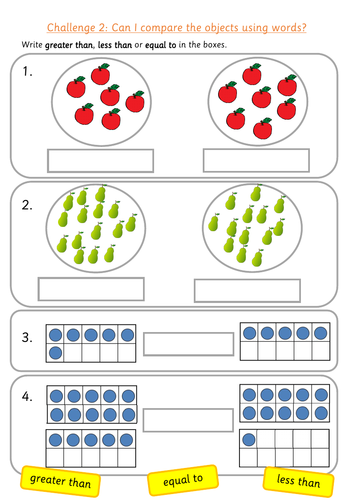 KS1 Maths Comparing Groups of Objects Using Words | Teaching Resources