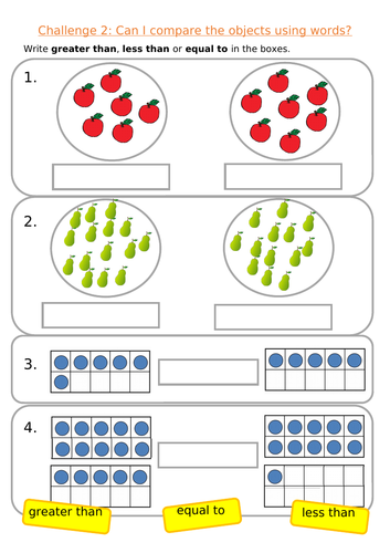 KS1 Maths Comparing Groups of Objects Using Words | Teaching Resources