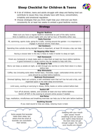 Sleep Hygiene Checklist for Children & Teens | Teaching Resources