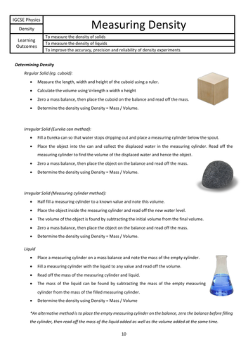 Density Practical Worksheets