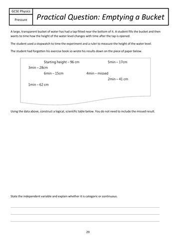 Pressure Practical Skills Question