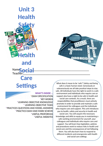Unit 3 Health Safety and security in health and Social Care | Teaching ...