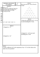 Binomial Expansion Worksheet | Teaching Resources