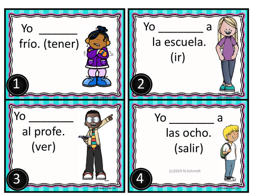Irregular Yo Form Spanish Task Cards: Tengo, Vengo, Digo, Soy, Estoy, Voy etc.