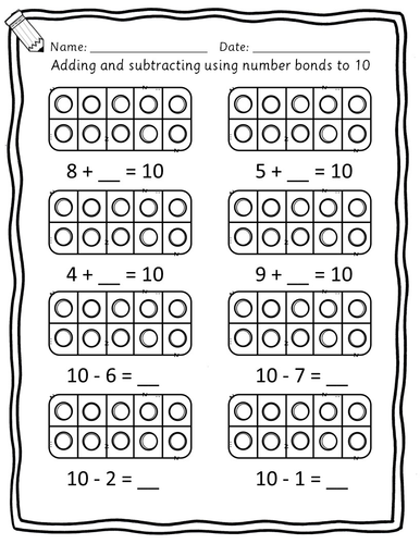 Reception/Year 1 - Number bonds to 5 6 and 10 worksheets | Teaching ...