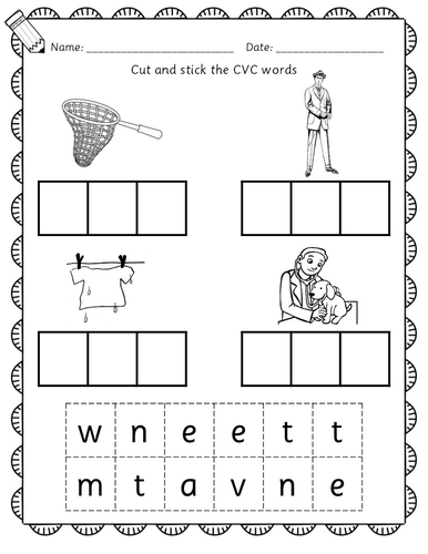 Cut stick and read CVC words book - phonics, RWI set 1 sounds, decoding ...