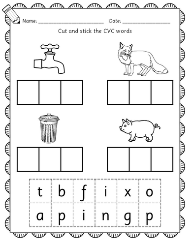 Reception / Year 1 -Cut stick and read cvc words book - phonics, RWI