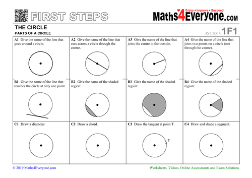 Parts of a Circle (Worksheets with Solutions) | Teaching Resources