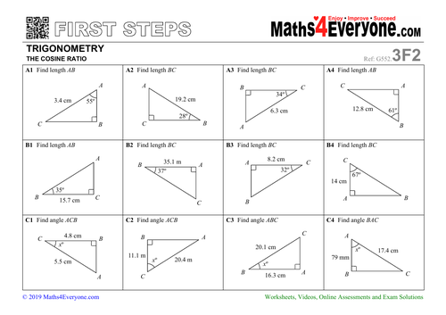 Sine Cosine Tangent Trigonometric Ratios Practice Problems 4835