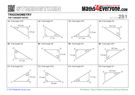 Trigonometry - The Tangent Ratio (Worksheets with Solutions) | Teaching