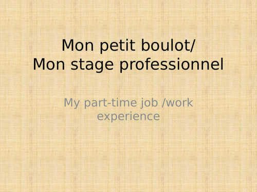GCSE French Part-time job/work experience | Teaching Resources