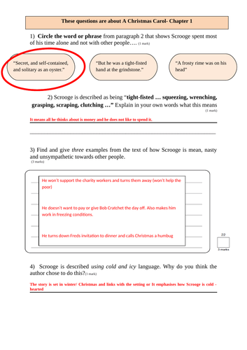 A Christmas Carol KS2 Comprehension | Teaching Resources