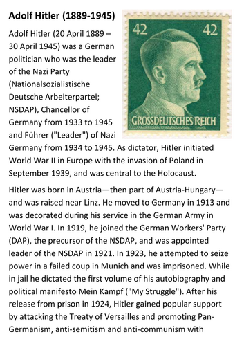 Death of Adolf Hitler Handout