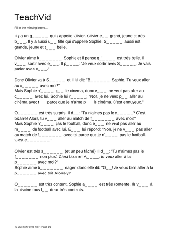 Tu Veux Sortir Avec Moi Teaching Resources