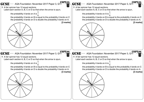 Probability - GCSE Questions - Foundation - AQA | Teaching Resources