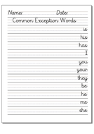 Year 1 Common Exception Words Handwriting for Left Handers | Teaching ...