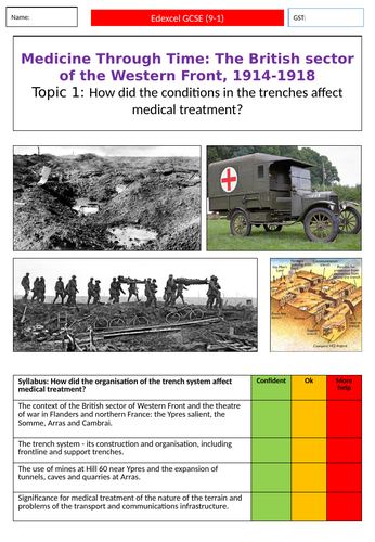 GCSE: Introduction to WW1 Medicine | Teaching Resources