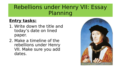 OCR Tudor Rebellions | Essay Planning - Henry VII | Teaching Resources