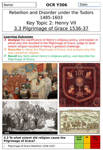 OCR Tudor Rebellions | Pilgrimage of Grace | Teaching Resources
