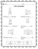 Prepositions Positions directions worksheets and flashcards - Maths in ...