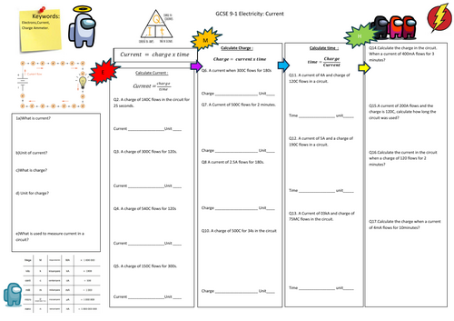 Charge current time worksheet | Teaching Resources