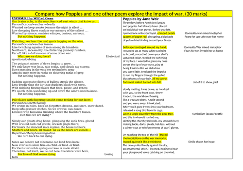 kamikaze and poppies comparison essay grade 9