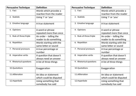 Persuasive devices mix and match activity | Teaching Resources