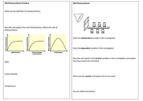 Edexcel CB6/SB6 Core Practical Revision Sheet