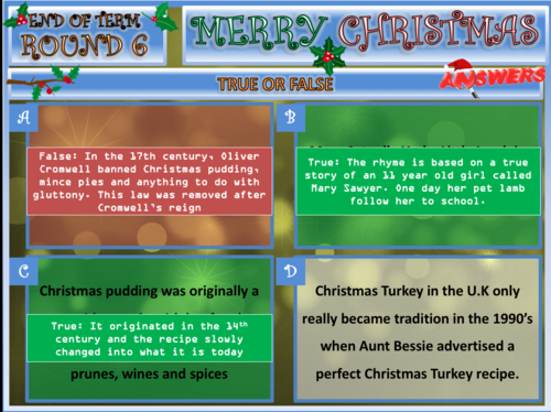 History Quiz Christmas | Teaching Resources