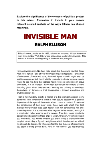 Invisible Man (Protest Extract: AQA KS5)