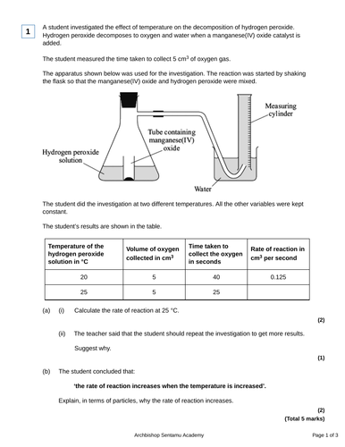 rate of reaction assignment