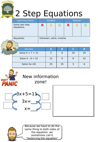 Solving 2 step equations worksheet | Teaching Resources