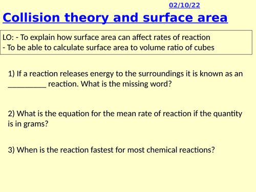 C8.2 Collision Theory and Surface Area (AQA)