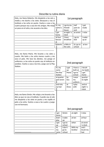 La rutina diaria 4 diff Narrow translations + SBs + tick the box transl ...