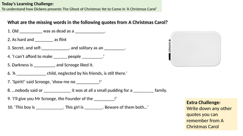 A CC : Ghost of Christmas Yet To Come | Teaching Resources