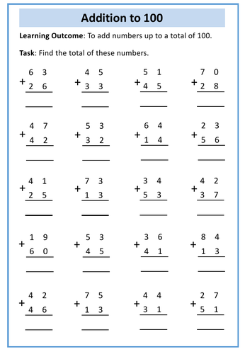 Addition to 100 - AQA Entry Level 2 Maths | Teaching Resources